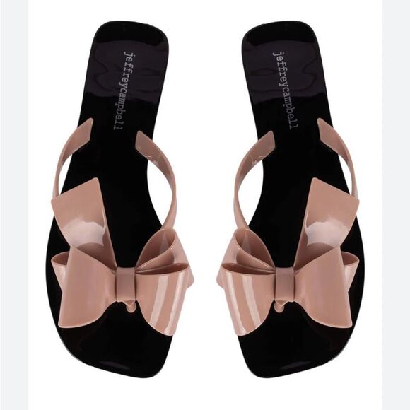 Jeffrey Campbell pink‎ bow jelly sandals square toe women’s size 8 - Picture 1 of 7